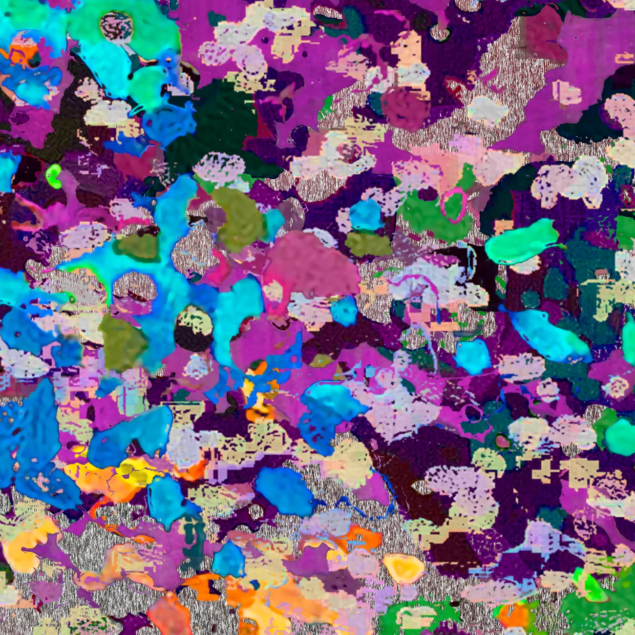A detail of one work at full size, showing pigment laid over pigment.